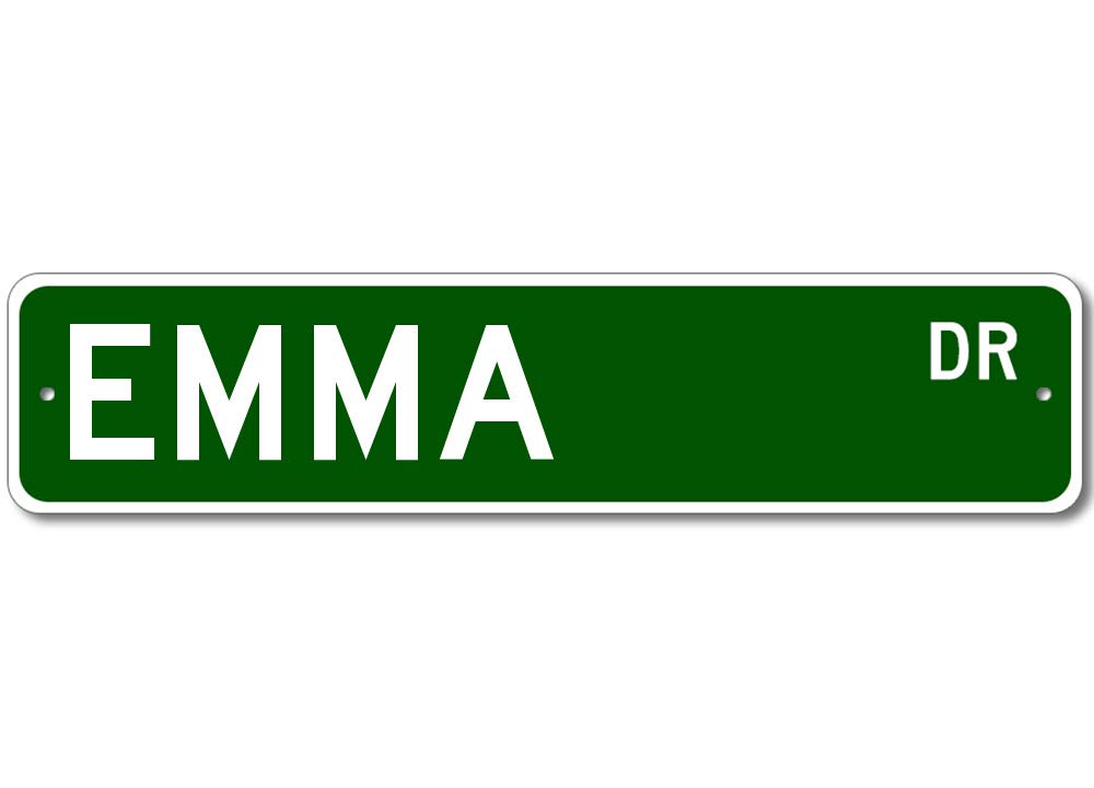 Custom Last Name Drive Street Sign - Personalized Aluminum Metal Plaque for Emma | Durable Outdoor Home Decor for Driveway, Garden & House Number Display
