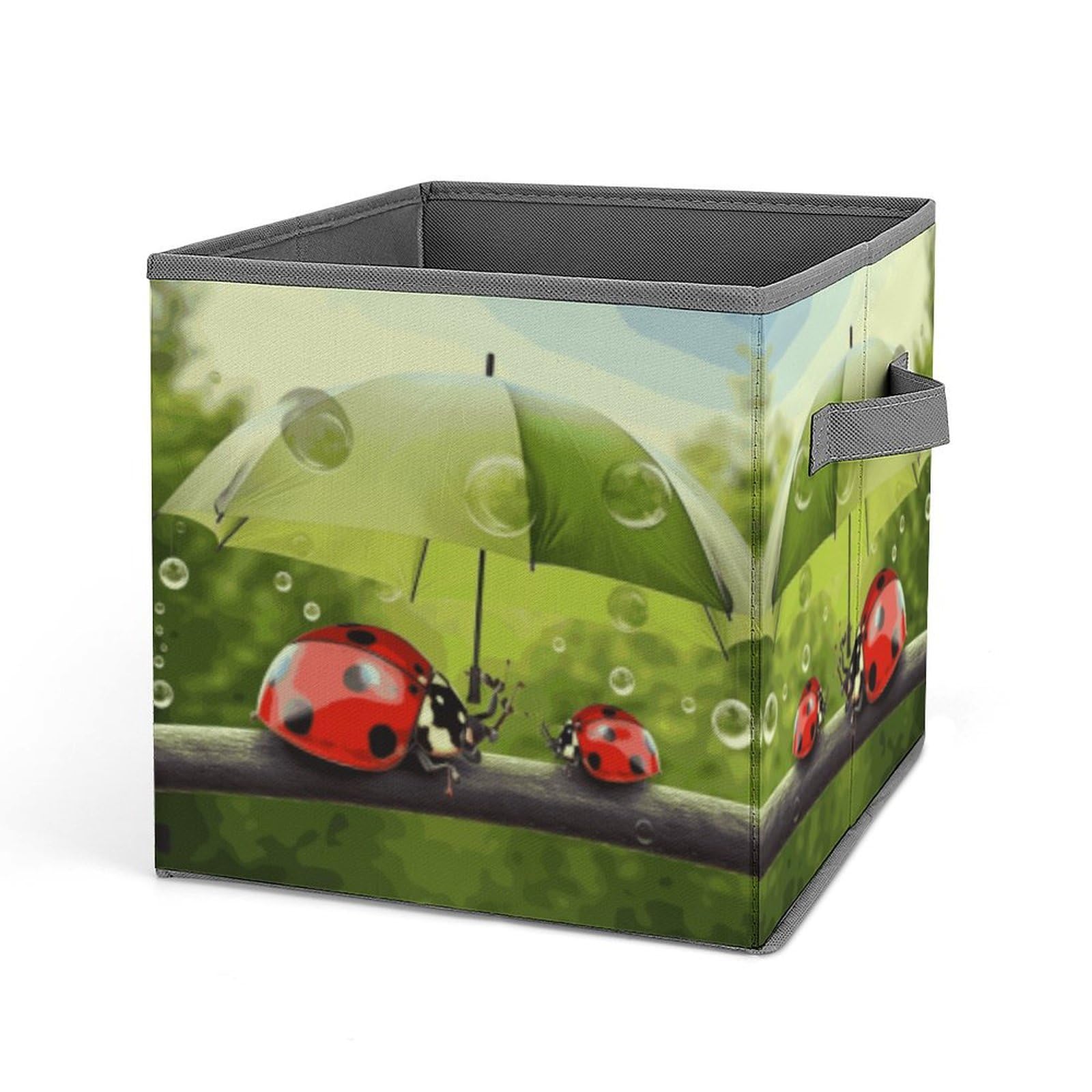Funny Ladybug Storage Box with Umbrella Handle - Foldable Clothes Organizer for Cabinet, Shelf & Closet | Perfect for Kids' Room, Nursery & Seasonal Clothing Storage