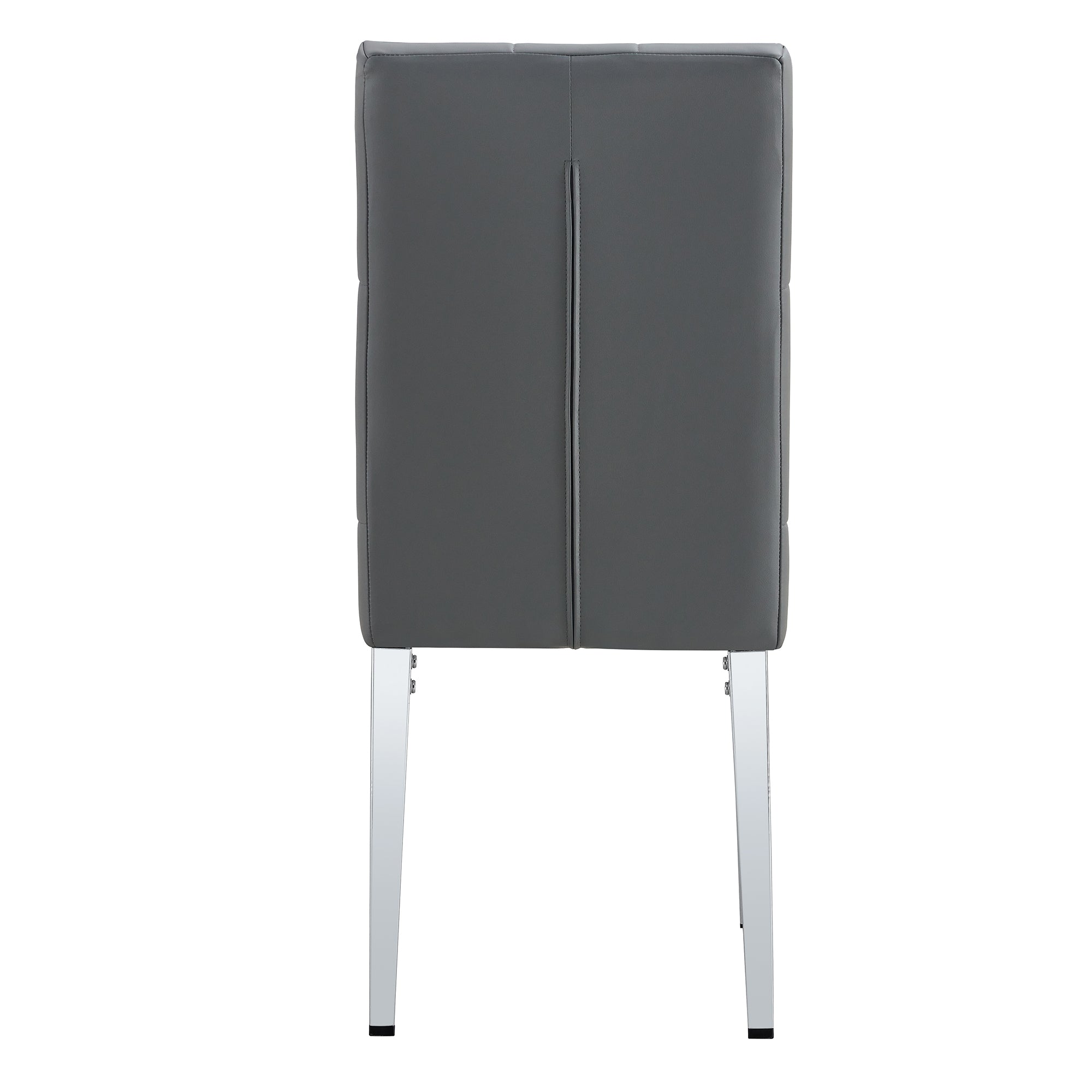 2-Piece Gray Armless Dining Chair Set - Elegant & Mysterious Deep Gray Tone with Vintage Grid & Buckle Back Design - Perfect for Modern Dining Rooms, Kitchens, and Small Spaces