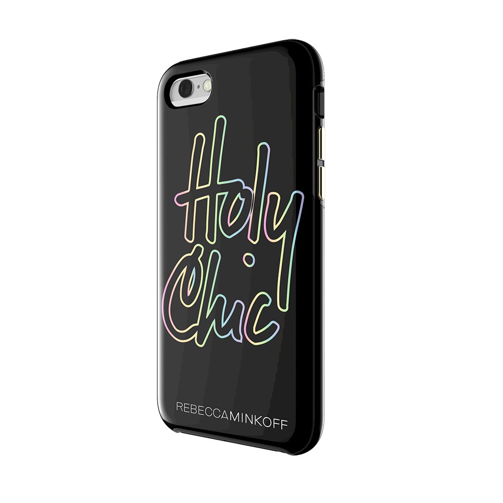 Rebecca Minkoff Double Up Designer iPhone 7 Case - Protective Holy Chic Black Holographic Foil Phone Cover | Perfect for Everyday Use, Travel & Fashion Accessories