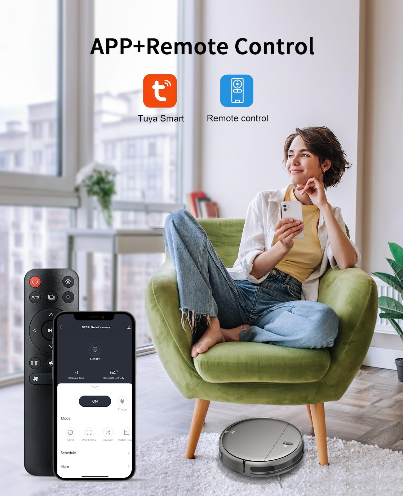 Smart Robot Vacuum & Mop 2-in-1 - Wi-Fi/App Control for Hard Floors & Pet Hair