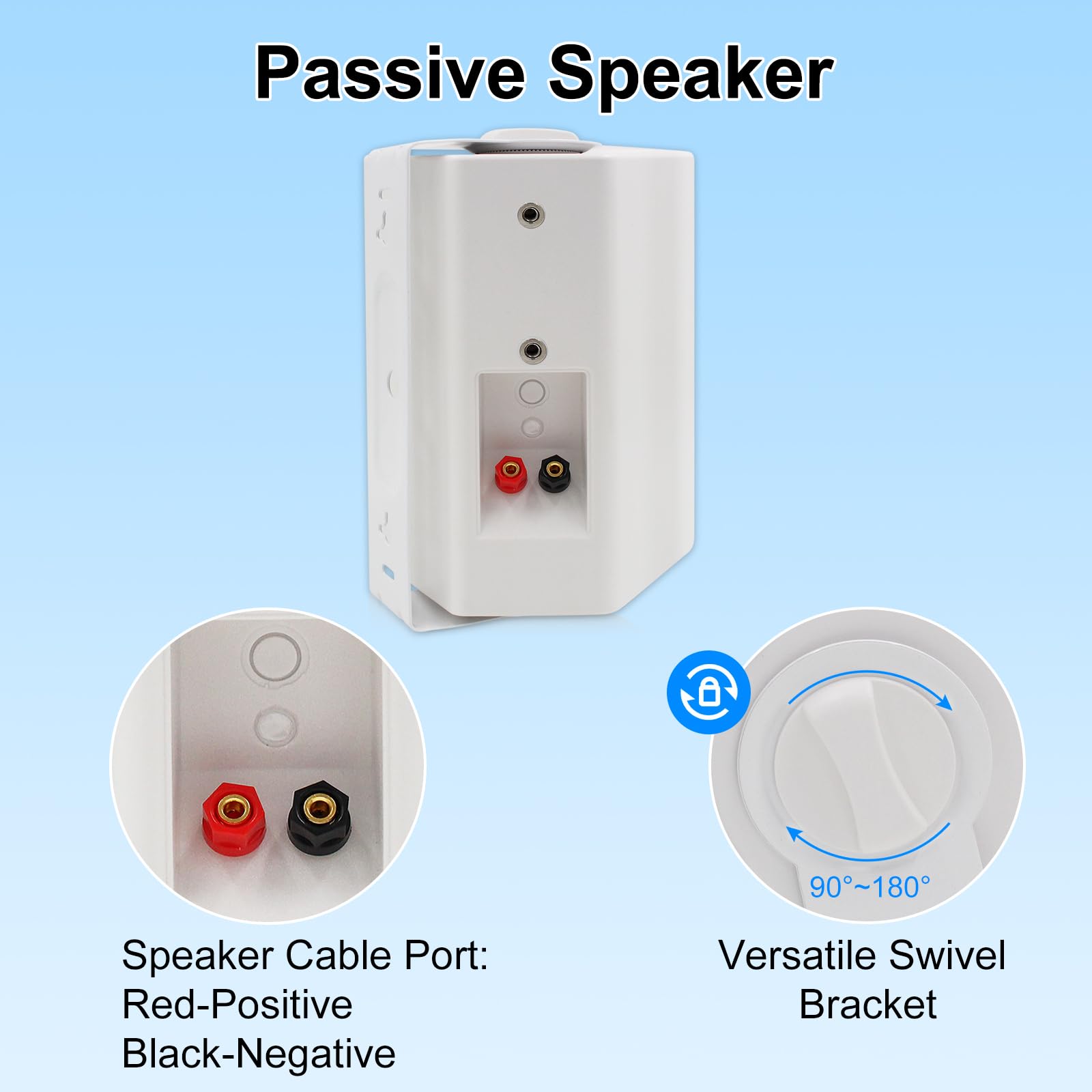 STUDIOFINIX 5.25 Inch 600W Waterproof Outdoor Speakers - 2 Pairs White Wired Passive Wall Mount Speakers for Patio, Garage, Home Theater, Backyard, Pool Party & Outdoor Entertainment