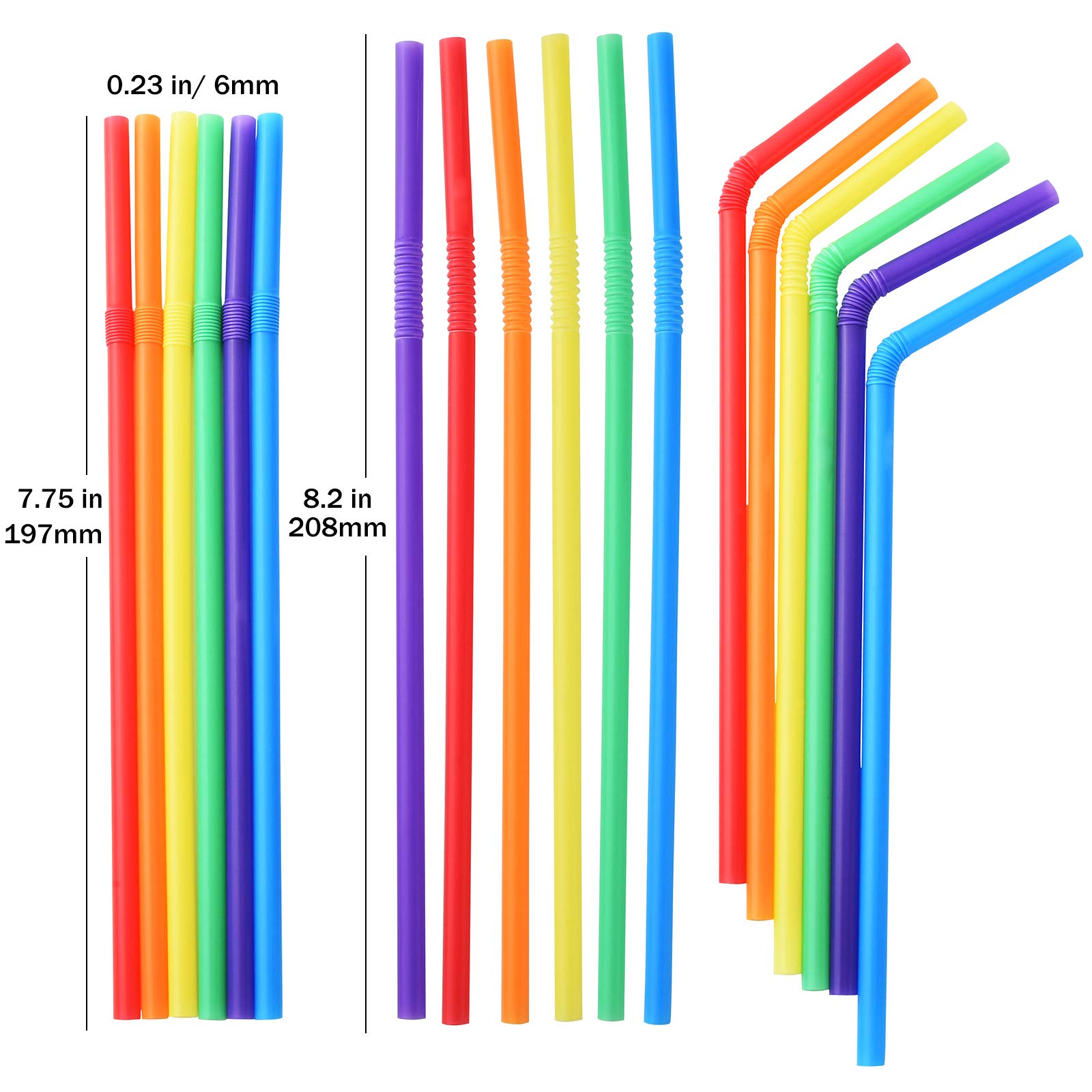 ALINK 500 Colorful Flexible Straws + 500 White Plastic Straws - Bulk Party Supplies for Smoothies, Cocktails & Milkshakes | Perfect for Home, Cafes & Restaurants