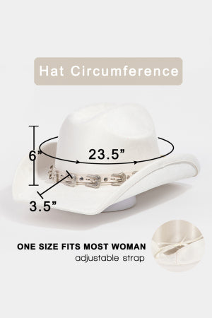 Women's Western Cowboy Hat with Belt Strap - Stylish Cowgirl Accessory for Rodeo, Country Music Festivals & Western Fashion Outfits