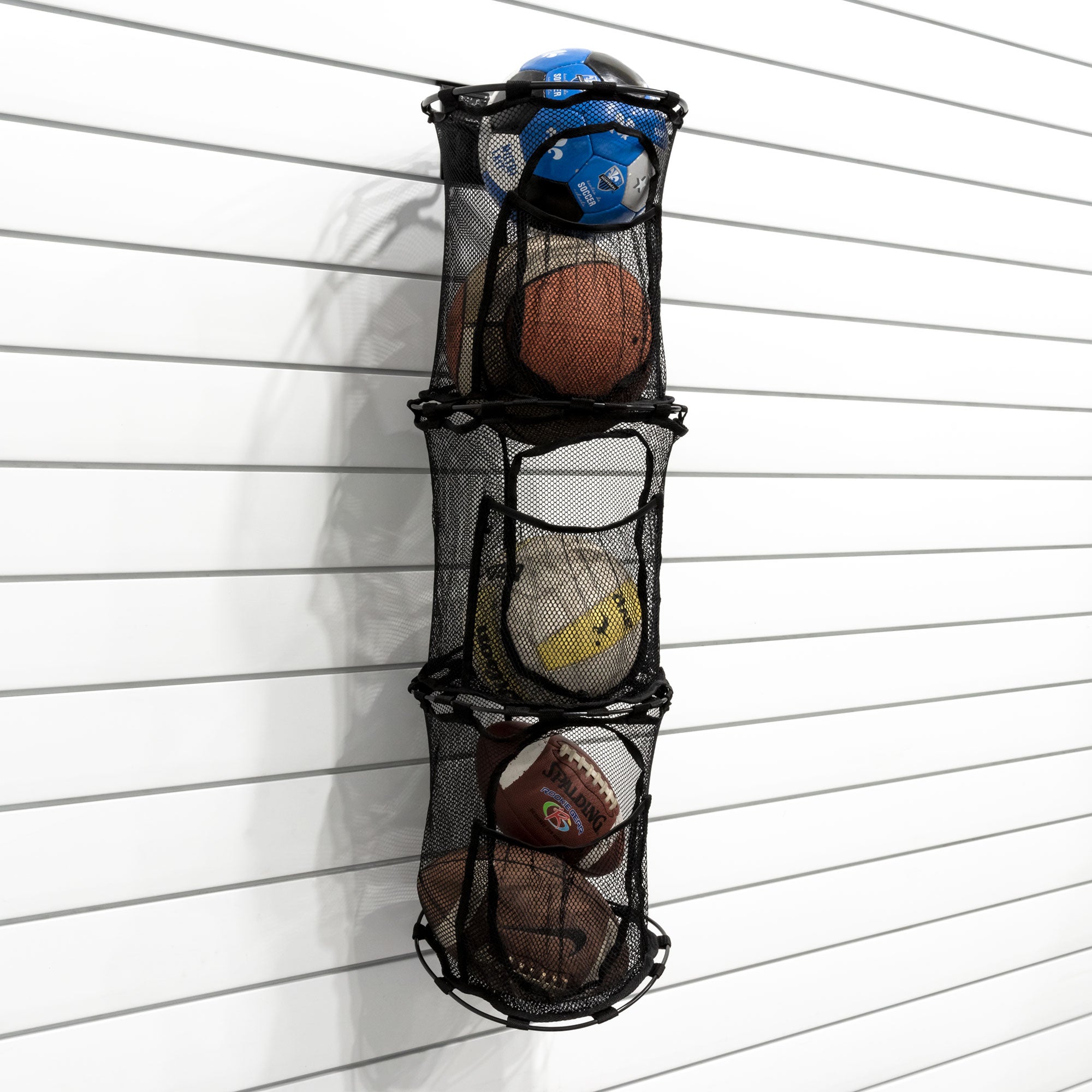 ProRack Ball Organizer with Slatwall Hooks - Heavy Duty Sports Equipment Storage for Basketball, Soccer & Volleyball Balls - Perfect for Garage, Gym & Sports Club Organization