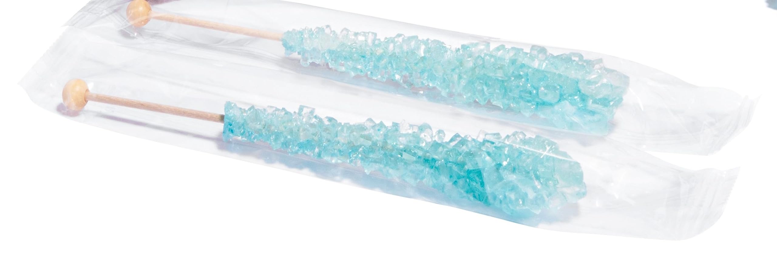 Light Blue Rock Candy Sugar Sticks - Cotton Candy Flavored - 36 Individually Wrapped Pieces - Perfect for Birthday Parties, Baby Showers & Candy Buffets
