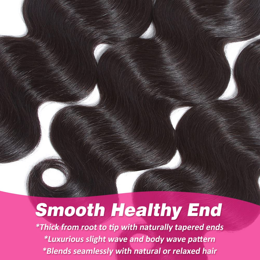 Flady 12A Brazilian Human Hair Bundles - 3 Pcs Body Wave Virgin Hair Extensions (24/26/28 Inch) for Weaving & Styling | Natural Black Color | Perfect for Daily Wear, Parties & Special Occasions