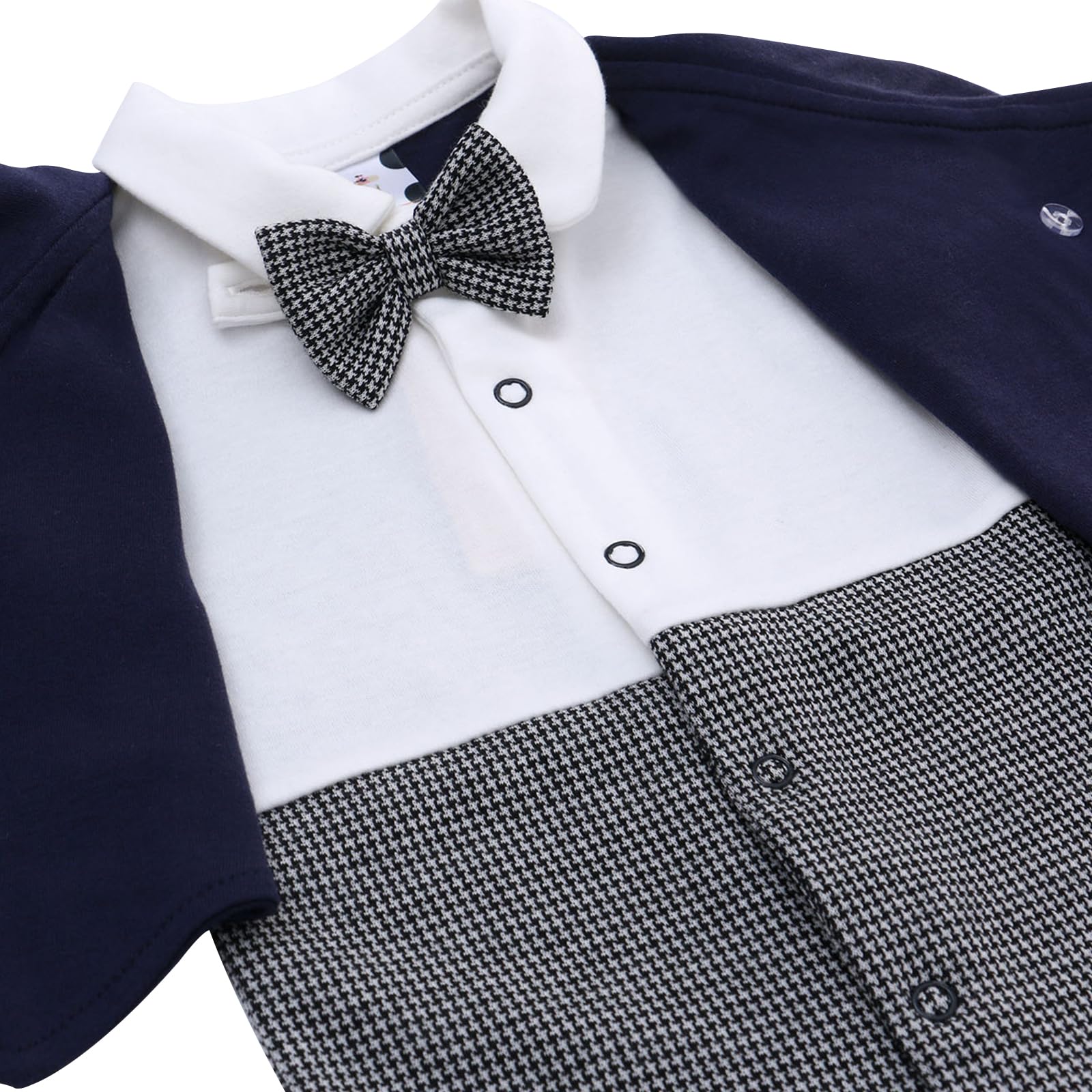 Baby Boy Formal Suit Footed Pajamas - Tuxedo Style One-Piece Outfit with Double-Breasted Design for Parties, Holidays & Special Occasions