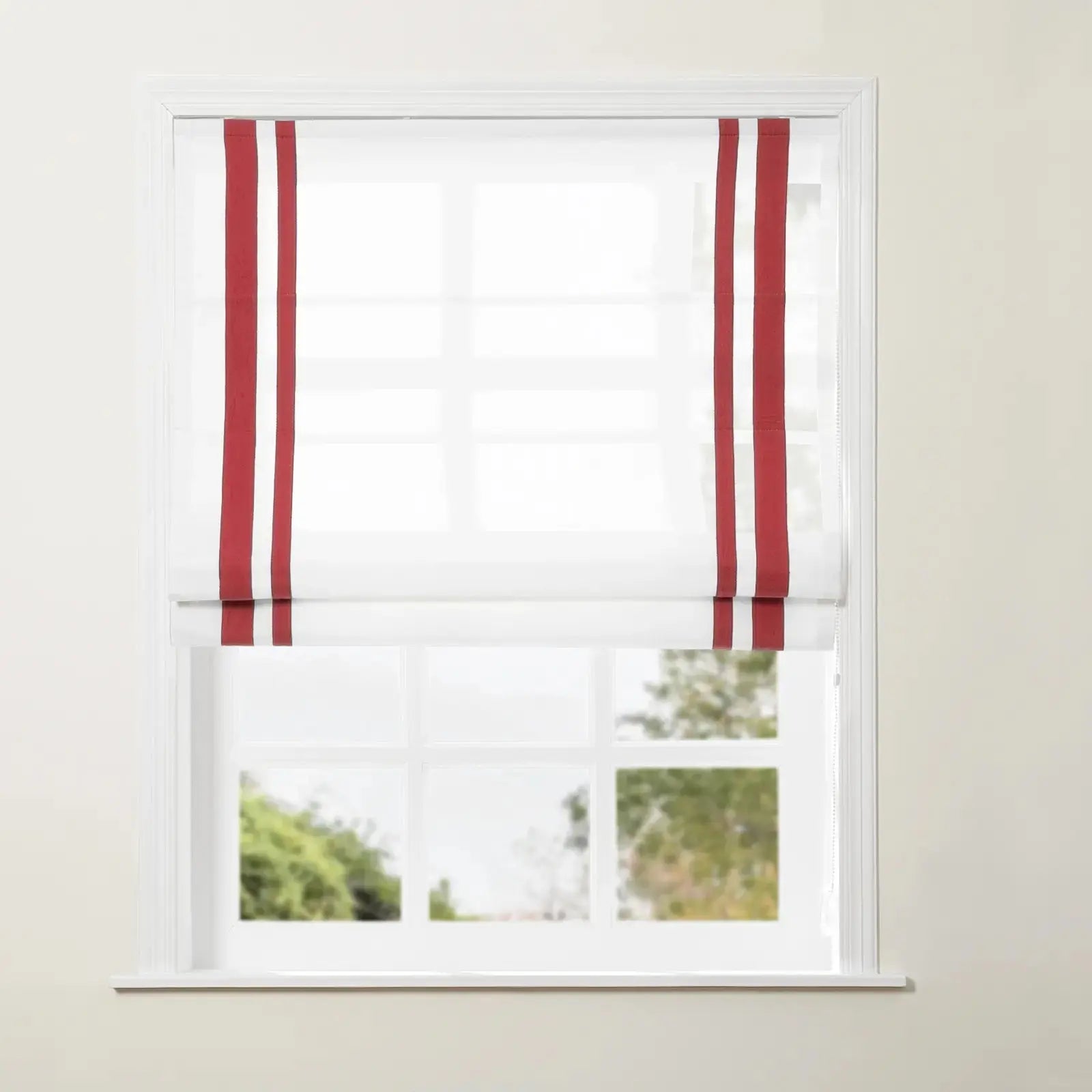 Tyrone Roman Shade with Border Cord Lift - Classic Window Treatment for Living Room & Bedroom - Blackout Fabric for Light Control & Privacy