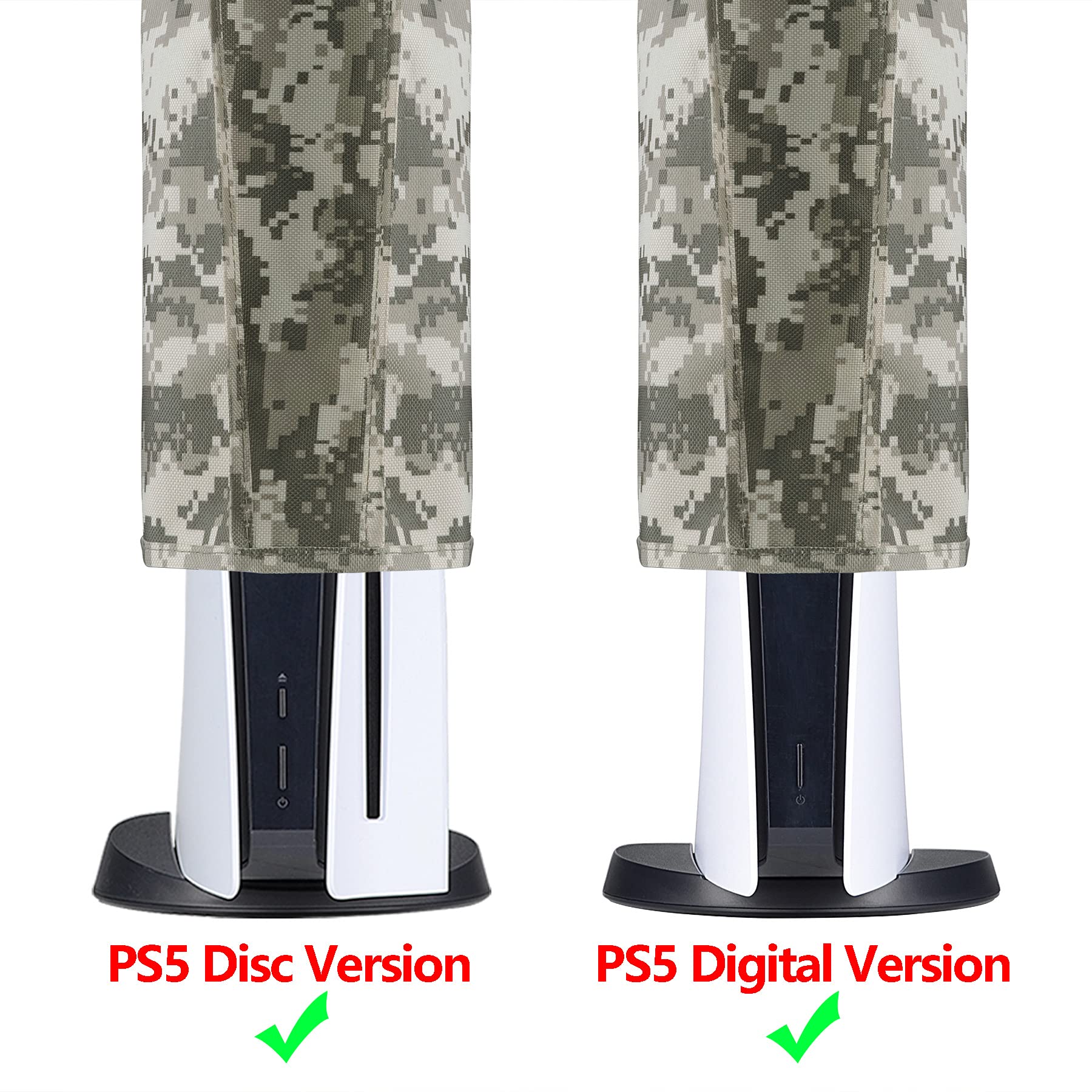 PlayVital Nylon Dust Cover for PS5 Console - Soft Lining, Anti-Scratch & Waterproof Protective Sleeve for PS5 Digital/Disc Edition (Digital Camouflage) - Perfect for Gaming Setup Protection & Travel Storage