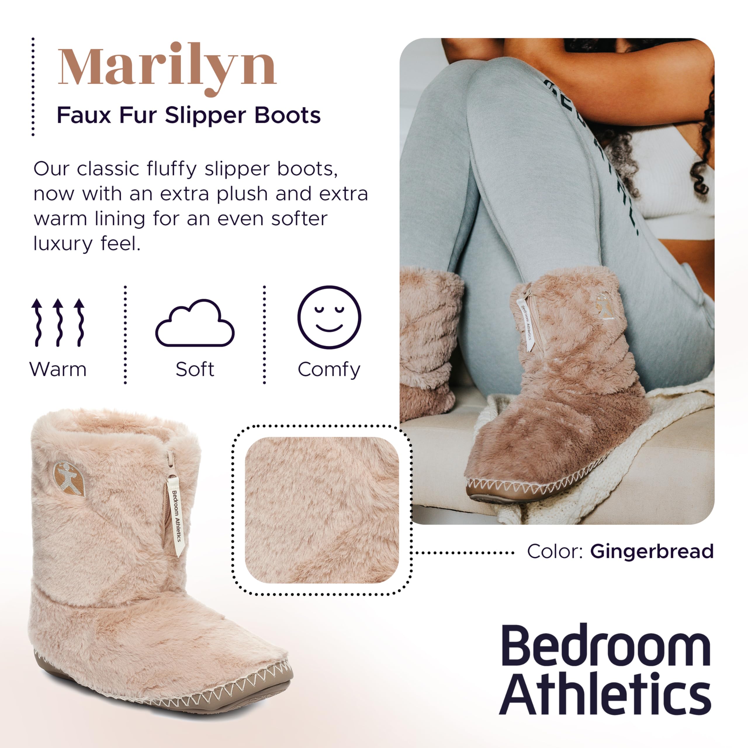 Women's Warm Faux Fur Memory Foam Slipper Boots - Indoor/Outdoor Non-Slip House Shoes with Zip Up Closure & Machine Washable Design - Perfect for Winter Comfort at Home, Office or Travel - Marilyn