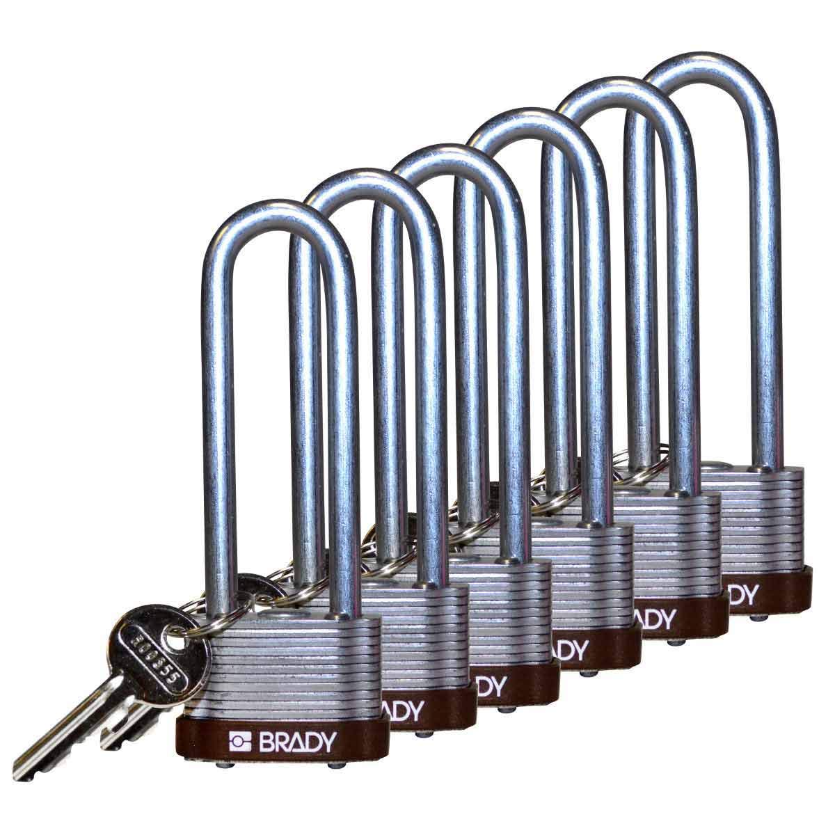 Brady 123266 Heavy Duty Brown Key Retaining Steel Padlocks - Secure Black Lock for Storage Units, Toolboxes & Outdoor Gates | Weatherproof & Durable Security Solution