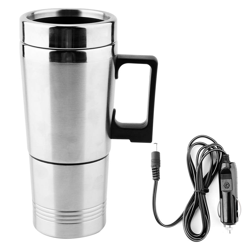 12V Car Electric Kettle - Stainless Steel Portable Travel Kettle for Coffee & Tea - Fast Heating Auto Cup for Road Trips, Camping & Office Use