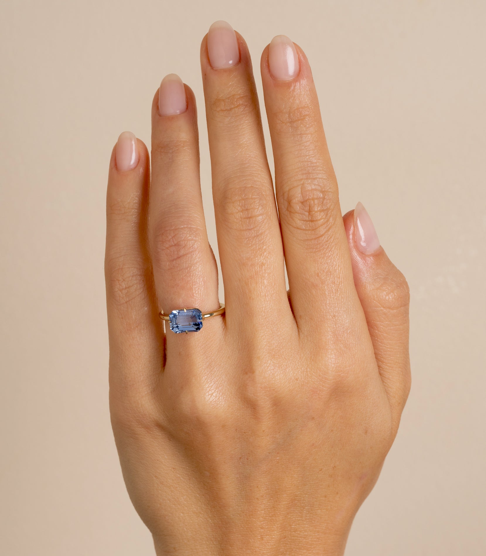 Billie Unique Engagement Ring - Natural Sapphire East West Emerald Cut for Women | Elegant Wedding, Anniversary & Promise Ring Gift Idea