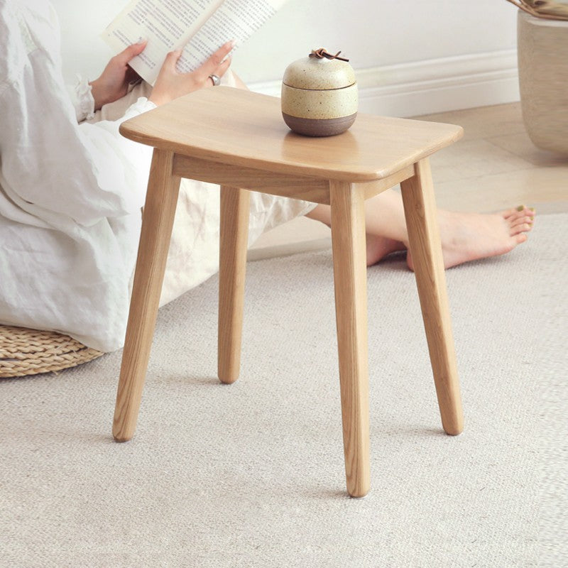 Modern Makeup Stool - Solid Oak & Ash Wood Vanity Seat for Dressing Table, Bedroom, and Salon | Elegant & Durable Beauty Furniture
