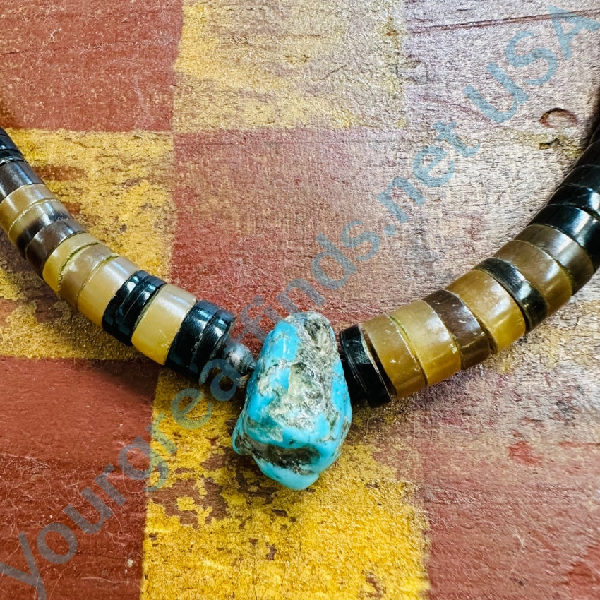 Vintage Navajo Beaded Necklace - Handmade Brown Heishi & Turquoise Jewelry for Women - Perfect for Boho Fashion, Southwest Style & Special Occasions