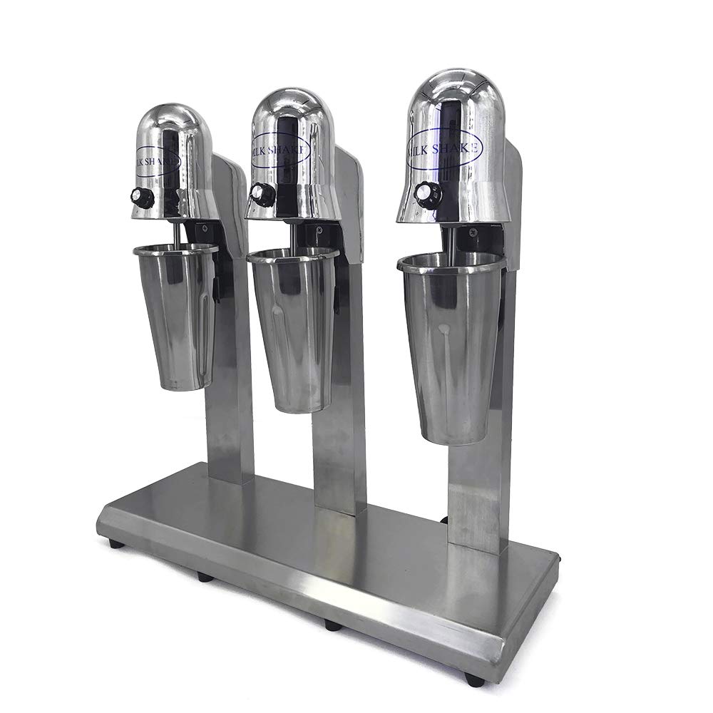 Commercial & Home Electric Milkshake Mixer Machine - 110V 3-Head Stainless Steel Smoothie Maker with Adjustable Speed for Shakes, Malt & Frozen Drinks - Perfect for Restaurants, Cafes & Home Kitchens