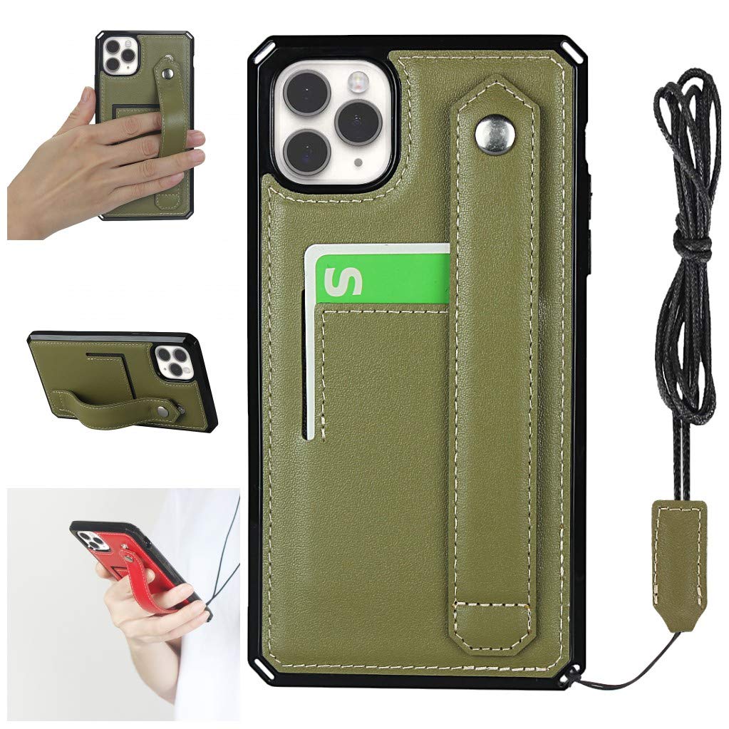 Premium Genuine Leather iPhone 11 Pro Max Wallet Case with Detachable Lanyard - Shockproof Card Holder & Stand Feature for Women & Men (6.5