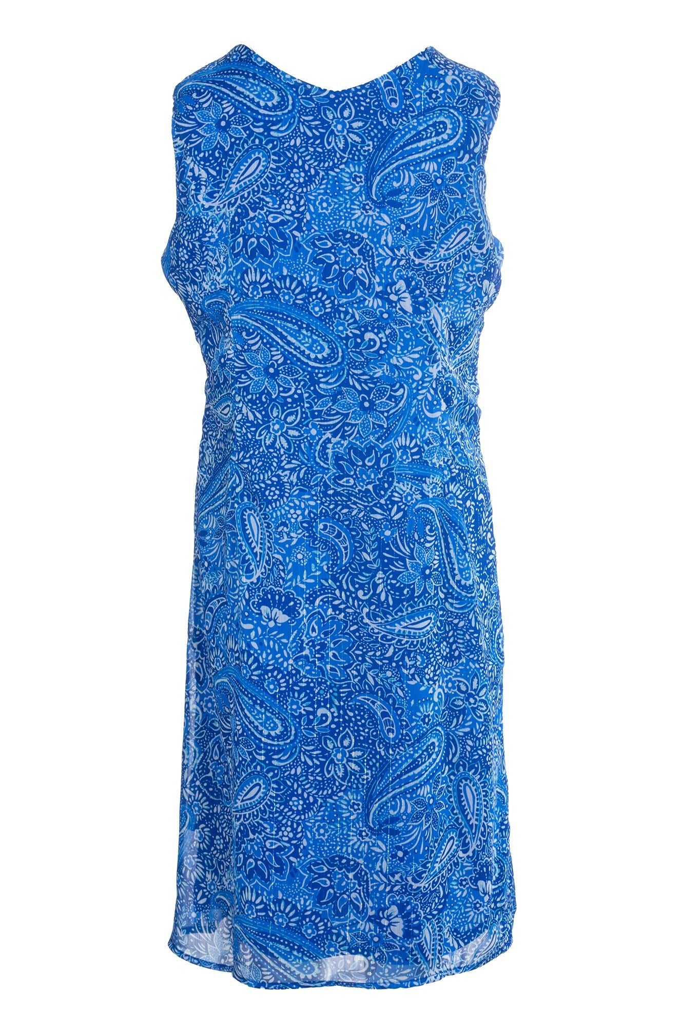 Layered Panel V-Neck Dress - Blues Paisley Print | Women's Flowy Summer Dress | Casual & Boho Style for Beach, Party, and Everyday Wear | 8559A1