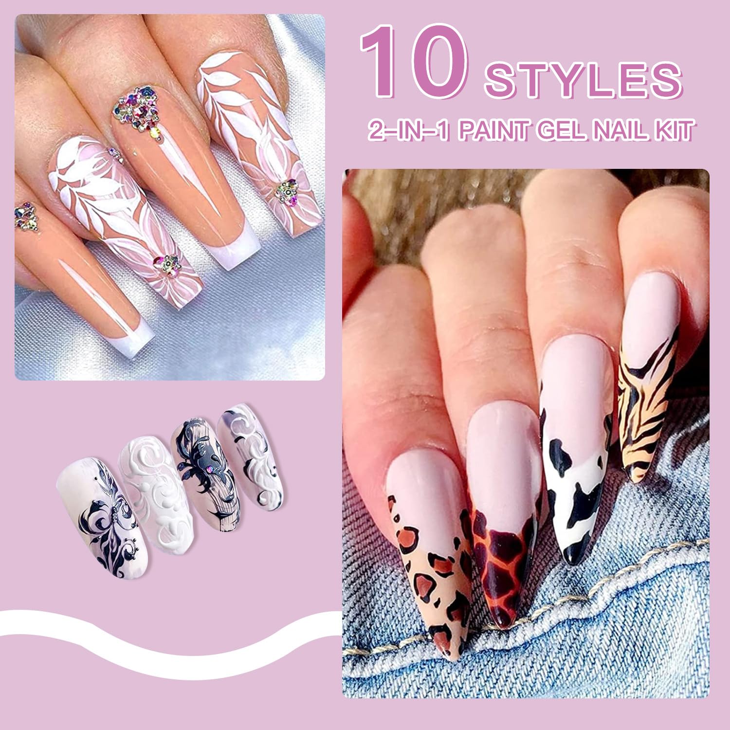 5PC Double Ended Nail Art Brushes Set - Professional Nail Design Tools for Striping, Ombre & Detailing | Perfect for Salon, Home DIY Manicure & Nail Art Enthusiasts | Create Stunning French Tips, Floral Designs & Gradient Nails