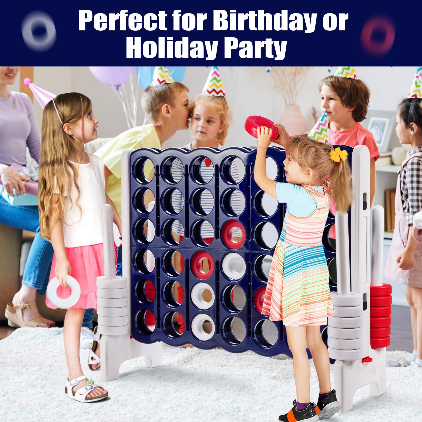 ARLIME Jumbo 4-to-Score Giant Connect 4 Game Set for Kids & Adults - Outdoor/Indoor Backyard Games with Quick-Release Lever & 42 Built-in Rings - Perfect for Family Gatherings, Picnics, and Backyard Parties