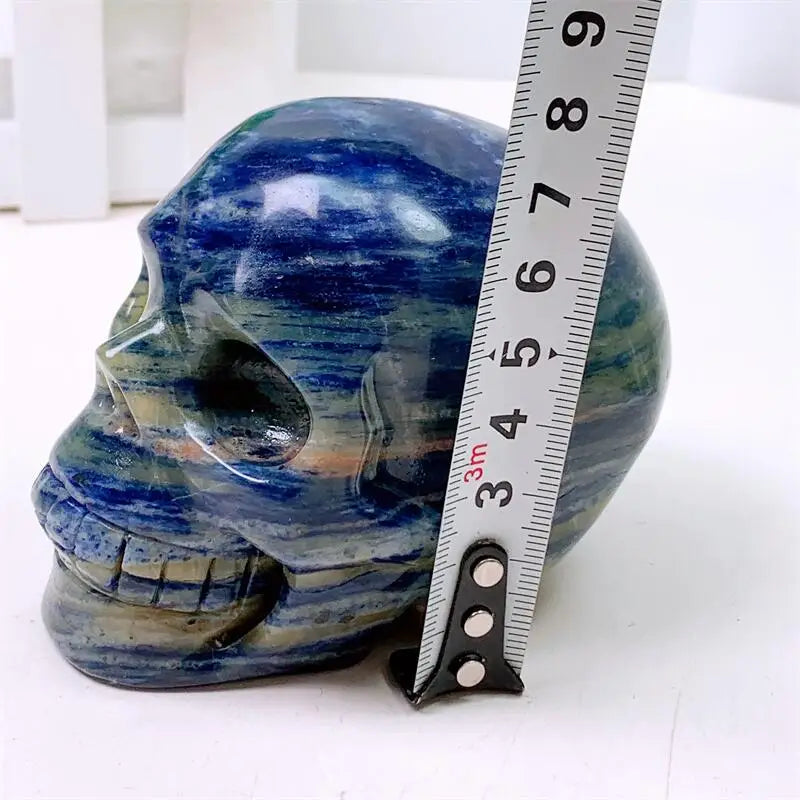 Natural Blue Sodalite Skull Carving - Polished Quartz Healing Stone for Meditation, Reiki & Home Decor - Handcrafted Gemstone for Spiritual Healing & DIY Crafts (1pc) - Perfect for Yoga Spaces, Altars & Gift Giving