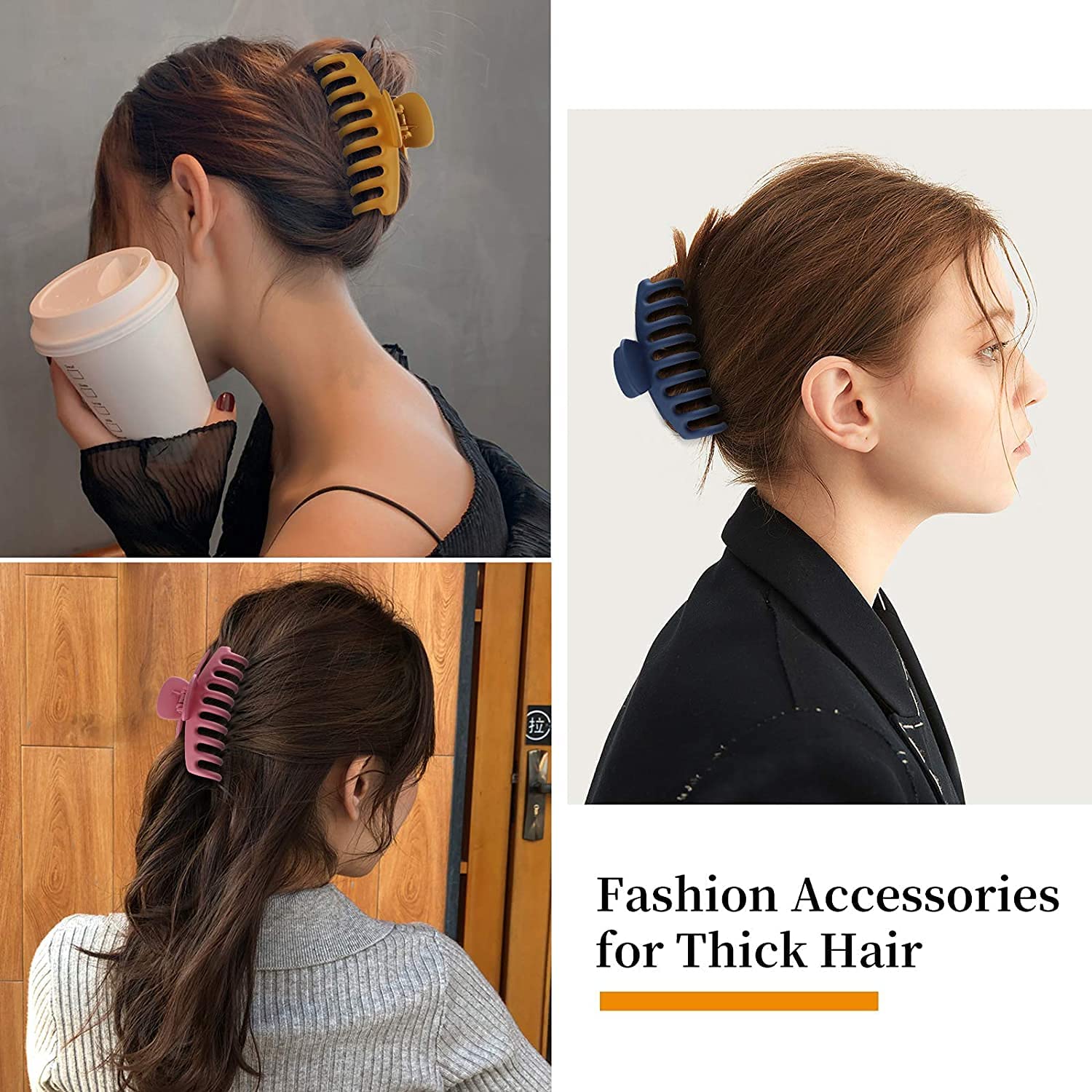 Anti-Slip Hair Claw Clips for Women - 3 Pack Large Hair Clips with 20 Bonus Bobby Pins for Thick Hair (Bean Red, Brown, Wine Red) - Strong Hold Hair Accessories for Ponytail, Bun & Updo Hairstyles
