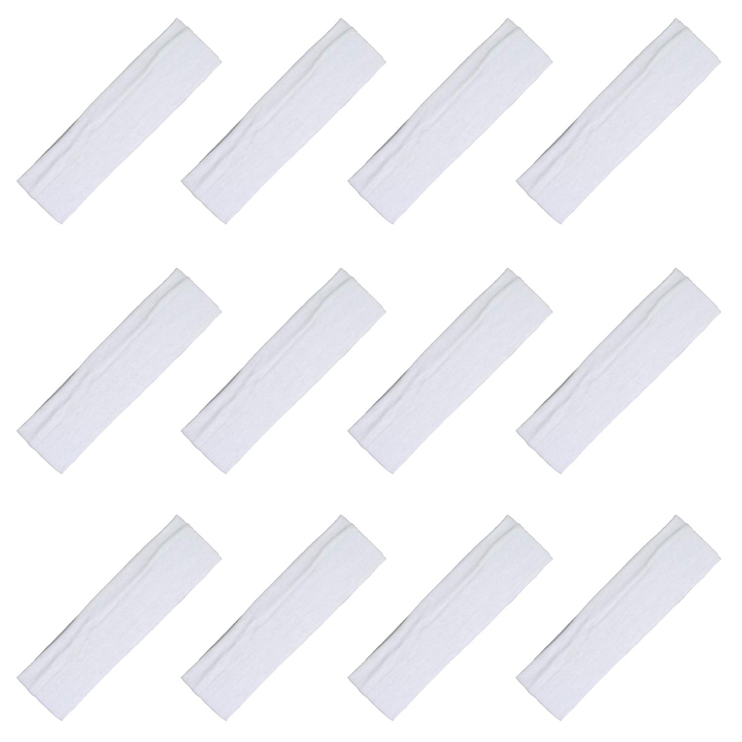 Soft & Stretchy Cotton Headbands for Women - 12 Pack White Hair Accessories - Perfect for Workouts, Yoga, and Everyday Style