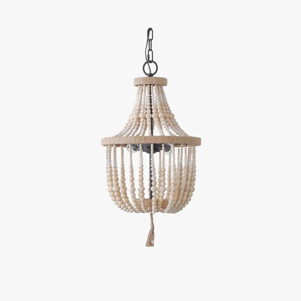 Elegant White Wooden LED Chandelier for Bedroom - Modern Ceiling Light Fixture for Home Decor, Living Room, Dining Room & Nursery
