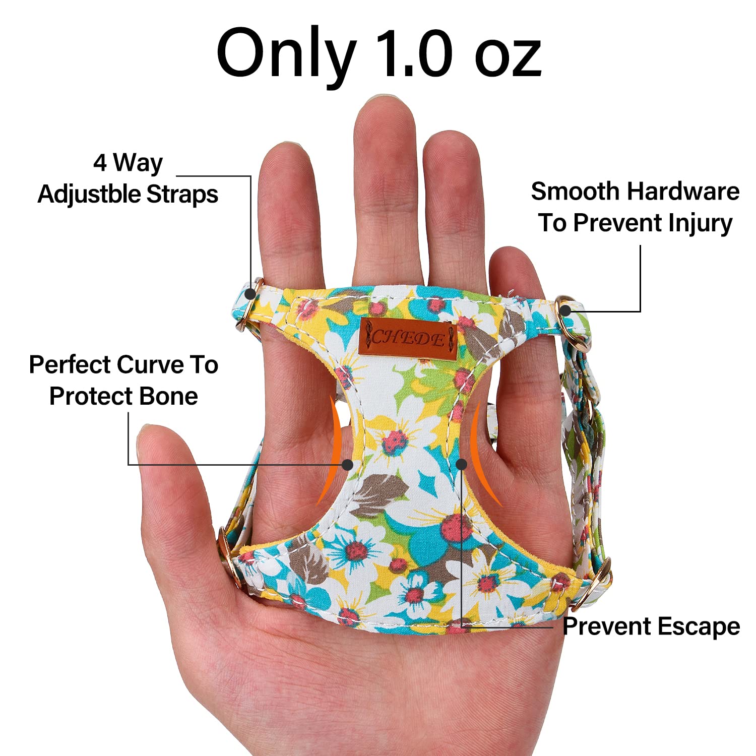 **CHEDE No Pull Floral Dog Harness – Lightweight Adjustable Pet Vest with Leash Set for Small & Medium Dogs | Perfect for Walking, Training & Outdoor Adventures**