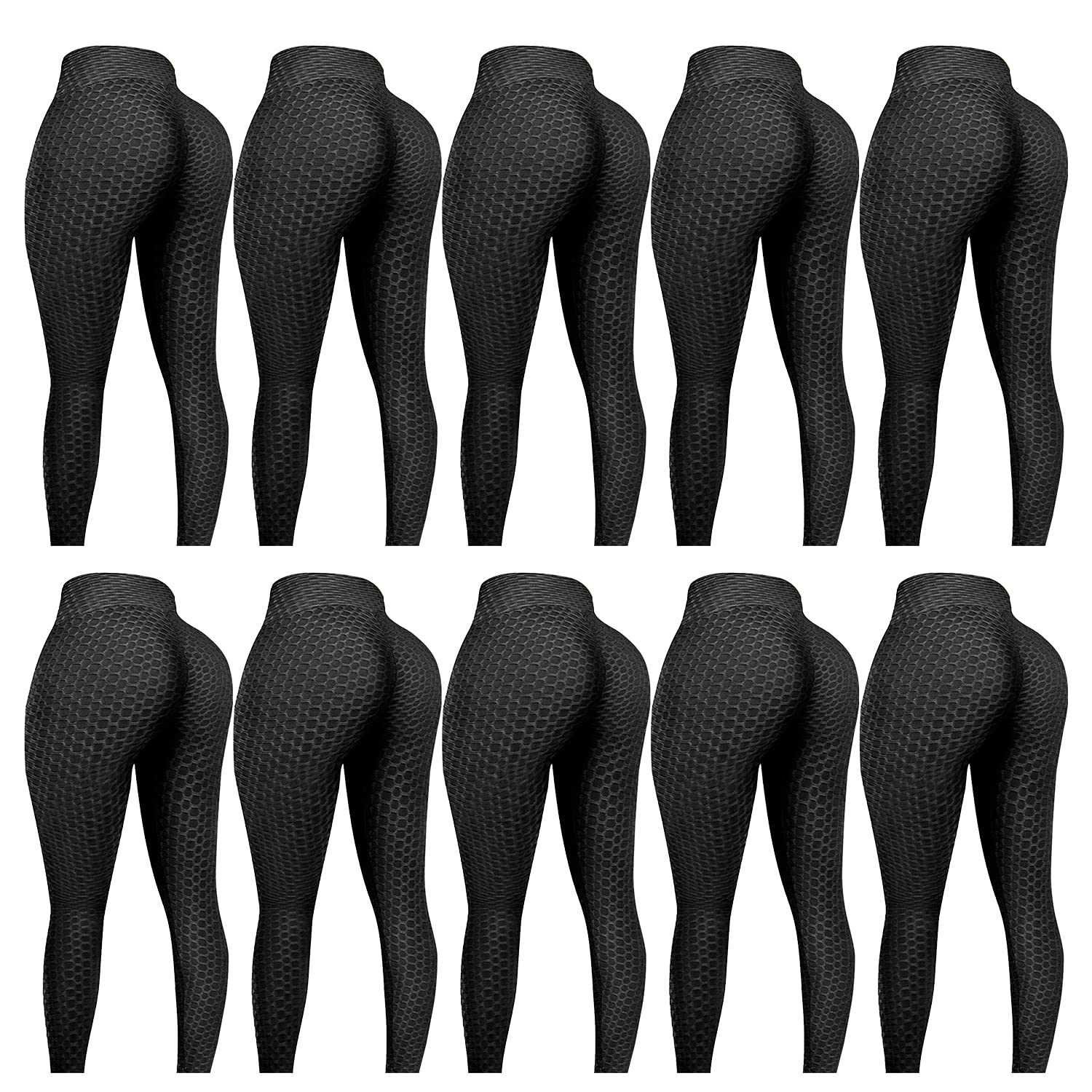 5/10 Pairs Women's High Waist Yoga Pants - Butt Lifting Scrunch Leggings for Workout & Lounge | TikTok Viral Textured Booty Tights for Gym, Yoga & Everyday Wear