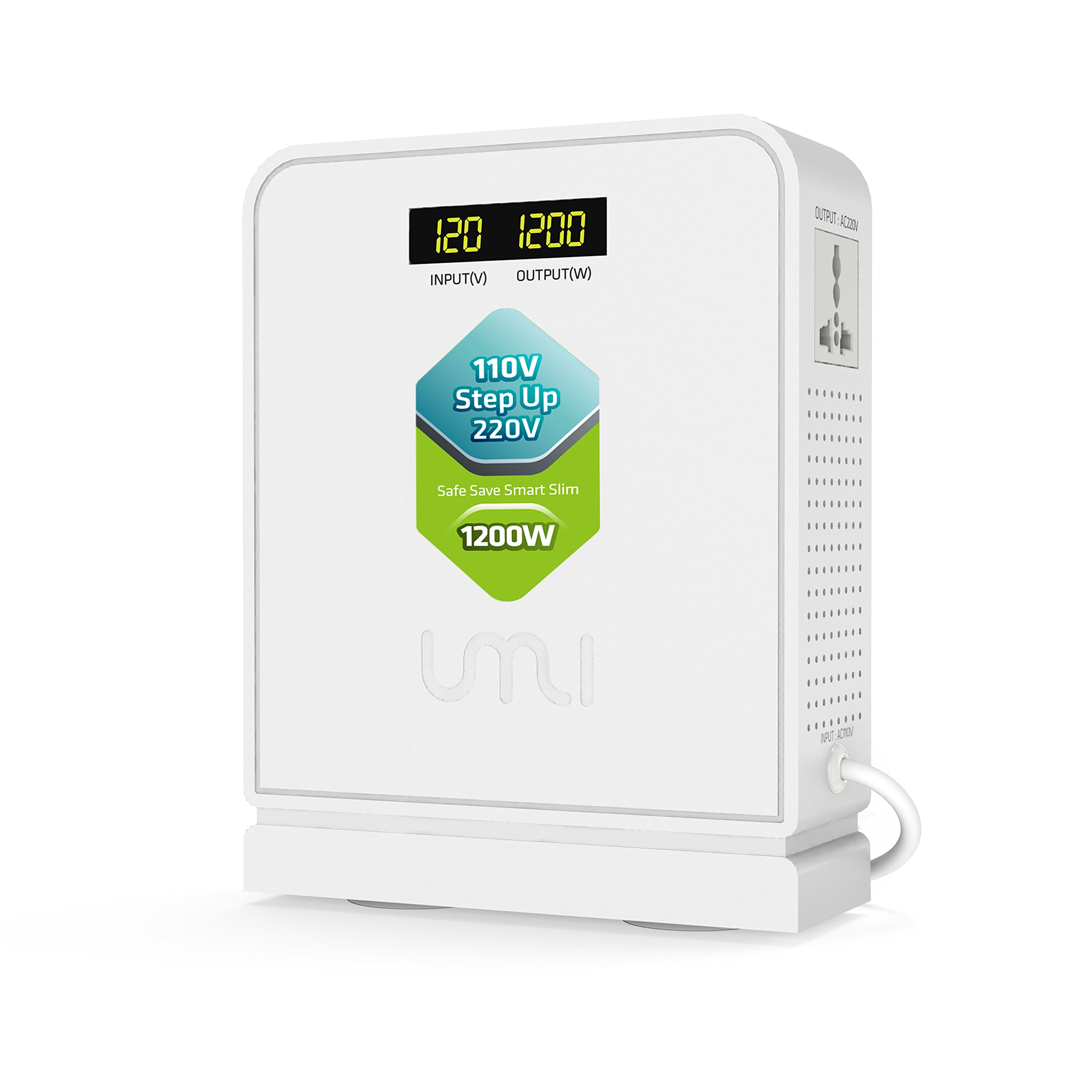 UMI Step Up Voltage Converter 110V to 220V 1200W - Toroidal Transformer for Safe Power Conversion | Compact Modern Design for Travel & Home Use | Works with Coffee Makers, Hair Dryers, Rice Cookers & Kitchen Appliances | Perfect for International Travelers & Expats