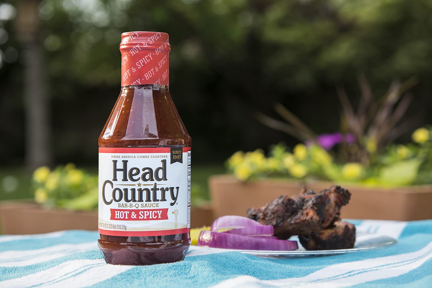 Head Country Bar-B-Q Sauce, Hot & Spicy - 160oz | Soy Free, Gluten Free Spicy BBQ Sauce with No Preservatives | Championship Barbecue Sauce for Pizza, Potatoes & Wings | Perfect for Grilling, Tailgating & Game Day Parties