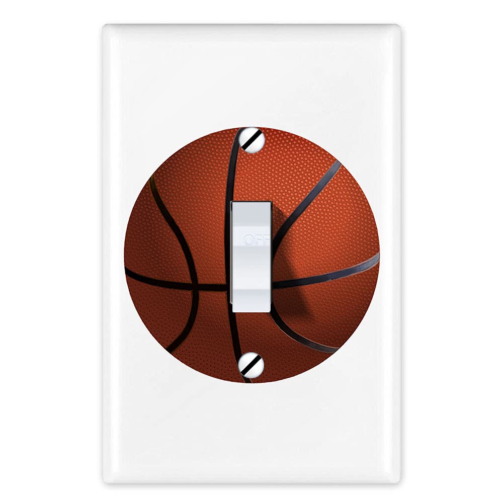 WIRESTER Single Gang Toggle Light Switch Plate Cover - Basketball Design for Sports Fans | Durable Wall Plate for Home, Office & Game Room Decor
