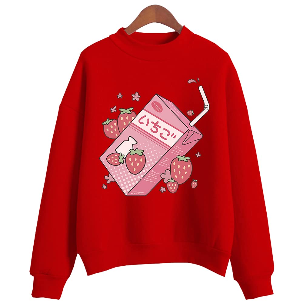 Japanese Aesthetic Hoodies - Strawberry Milk Cute Kawaii Sweatshirts & Pullovers for Women | Casual Streetwear, Anime Fashion, Loungewear & Kawaii Outfits