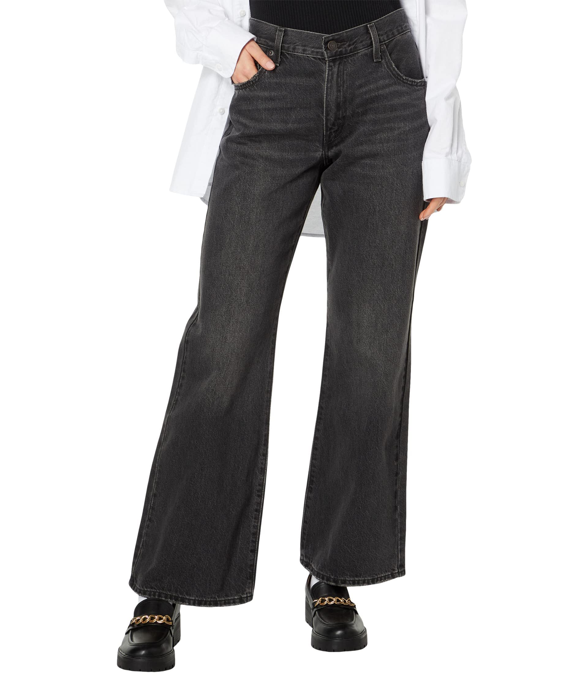 Levi's Women's Baggy Bootcut Jeans - High Waisted Distressed Denim Pants for Casual Wear & Night Out