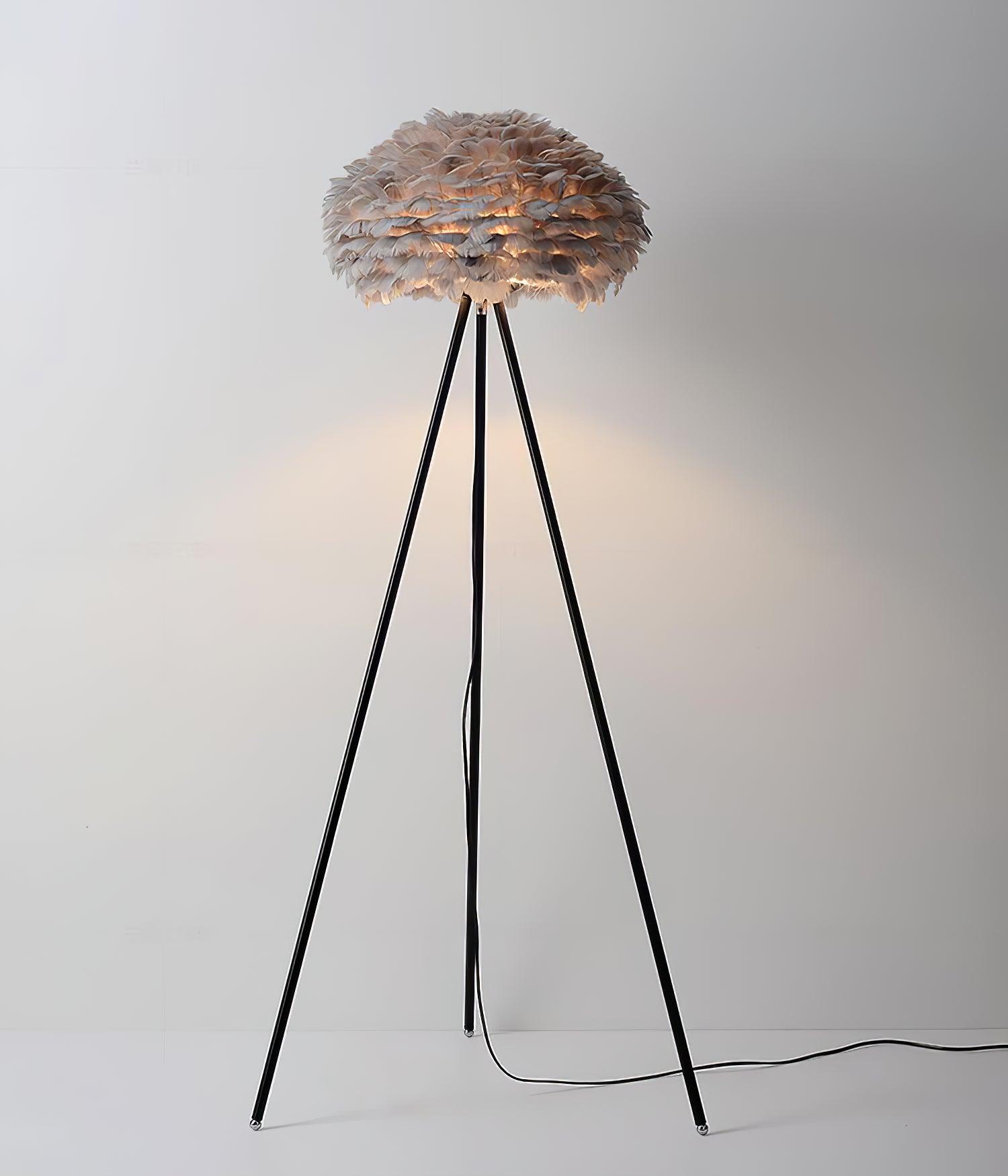 Eos Feather Floor Lamp - Modern LED Standing Light for Living Room, Bedroom, Office - Adjustable Brightness & Warm White Light - Perfect for Reading, Relaxing & Home Decor