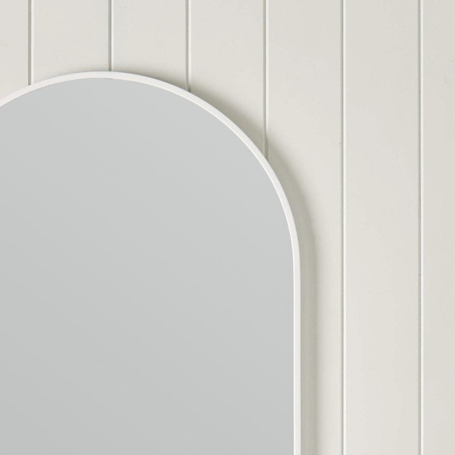 Modern Oval Wall Mirror - Matte White Finish - Perfect for Bedroom, Bathroom & Living Room Decor