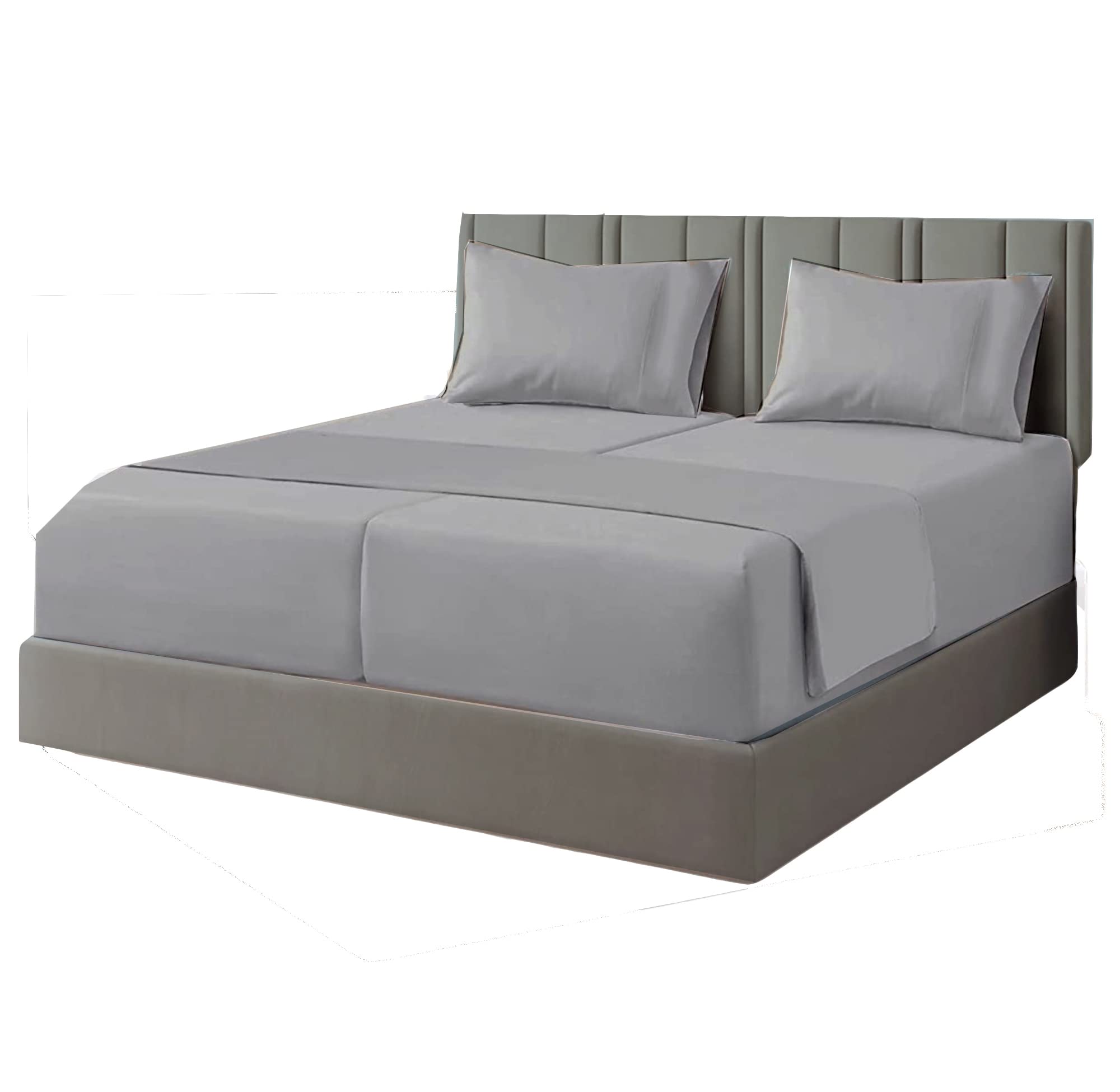 Cottingon Split Queen Sheets Set for Adjustable Beds - 30x80 Inch, 16-Inch Deep Pocket (5-Piece) - Light Grey Solid Color - Perfect for Adjustable Beds, Hospital Beds & Home Use