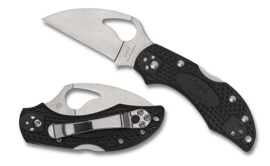 Byrd Robin 2 Wharncliffe Folding Knife - Black FRN Handle, Plain Edge Blade - Lightweight EDC Pocket Knife for Outdoor, Camping & Everyday Carry