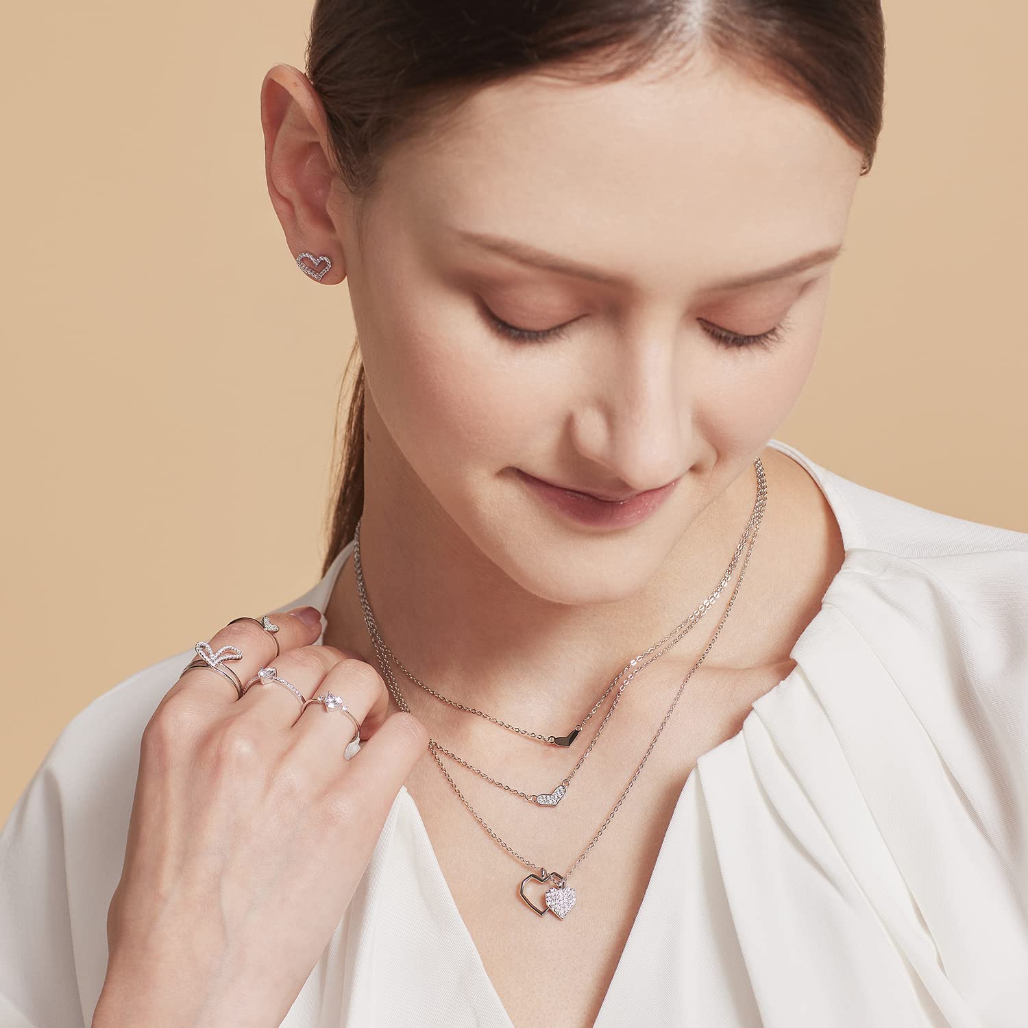 Meissa Hollow Heart Pendant Necklace for Women - Rose Gold Plated Double Love Friendship Necklace, Elegant Gift for Mother's Day, Valentine's Day & Anniversary | Perfect for Date Nights, Weddings & Special Occasions