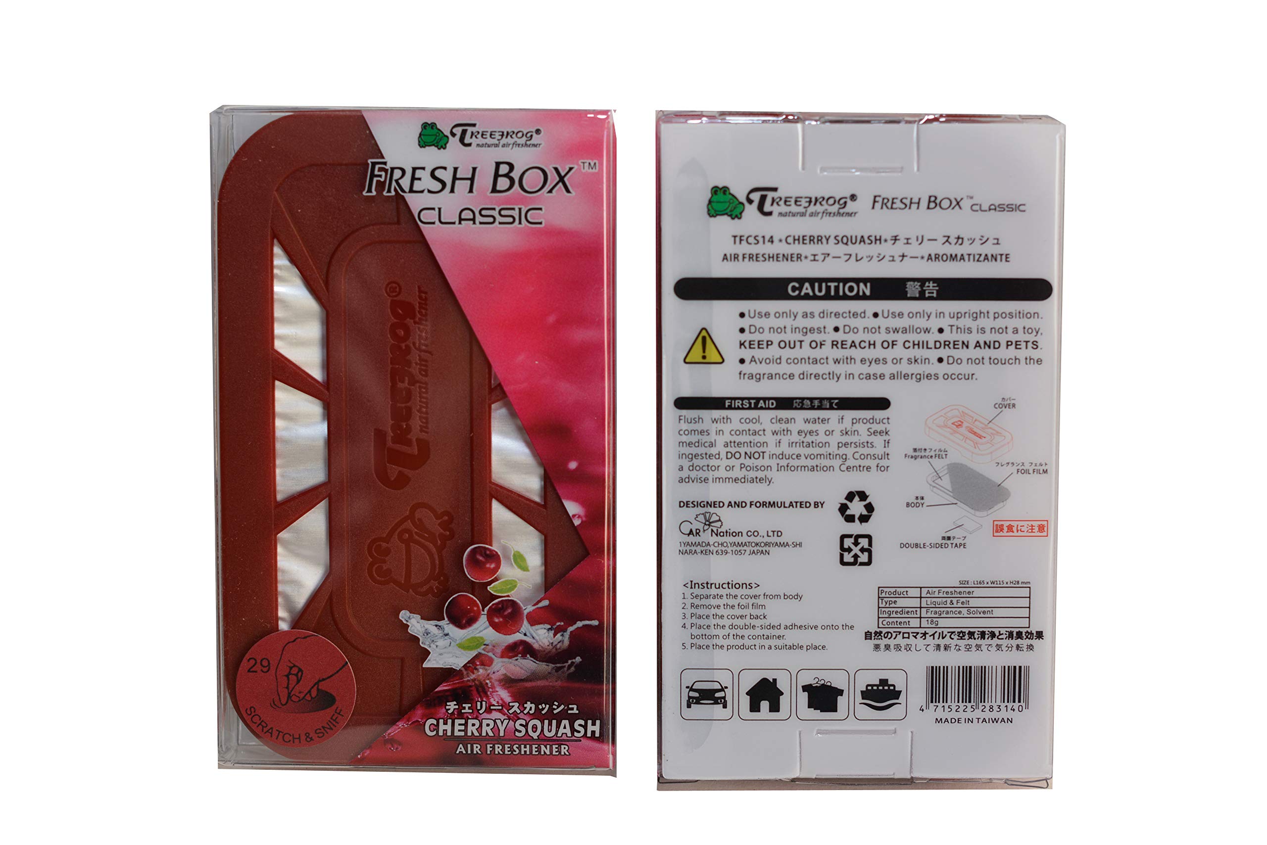 2-Pack Treefrog Fresh Box Classic Cherry Squash Scent Air Freshener Refills | Long-Lasting Car & Home Fragrance | Perfect for Vehicles, Offices & Bathrooms