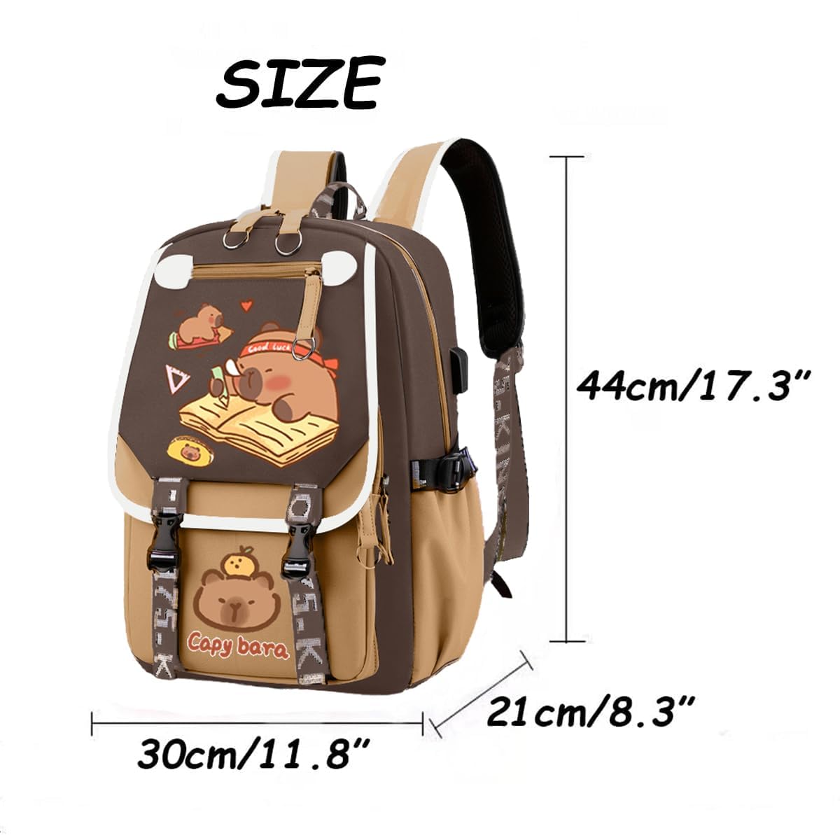 **Capybara Backpack for School - Large Capacity Cute Waterproof Backpack for Boys & Girls - Trendy Preppy Casual Backpack for Students, Travel & Daily Use**