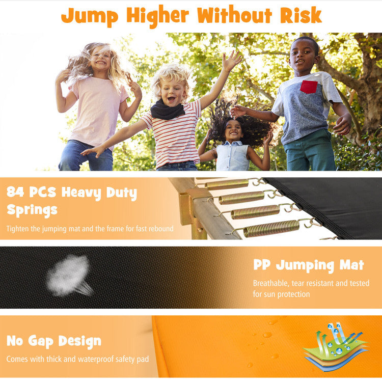 Costway 8' x 14' Rectangular Trampoline with Safety Enclosure Net & Ladder - Outdoor Backyard Fun for Kids & Adults - Perfect for Exercise, Playtime & Family Bonding
