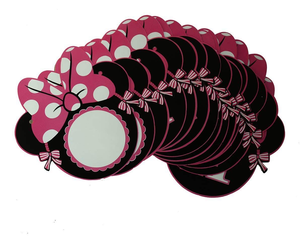 Disney Mickey Mouse Ears Happy Birthday Banner - Minnie Mouse Style Party Decorations, Baby Shower & Girls Birthday Party Supplies - Perfect for Birthday Celebrations, Baby Showers & Themed Parties