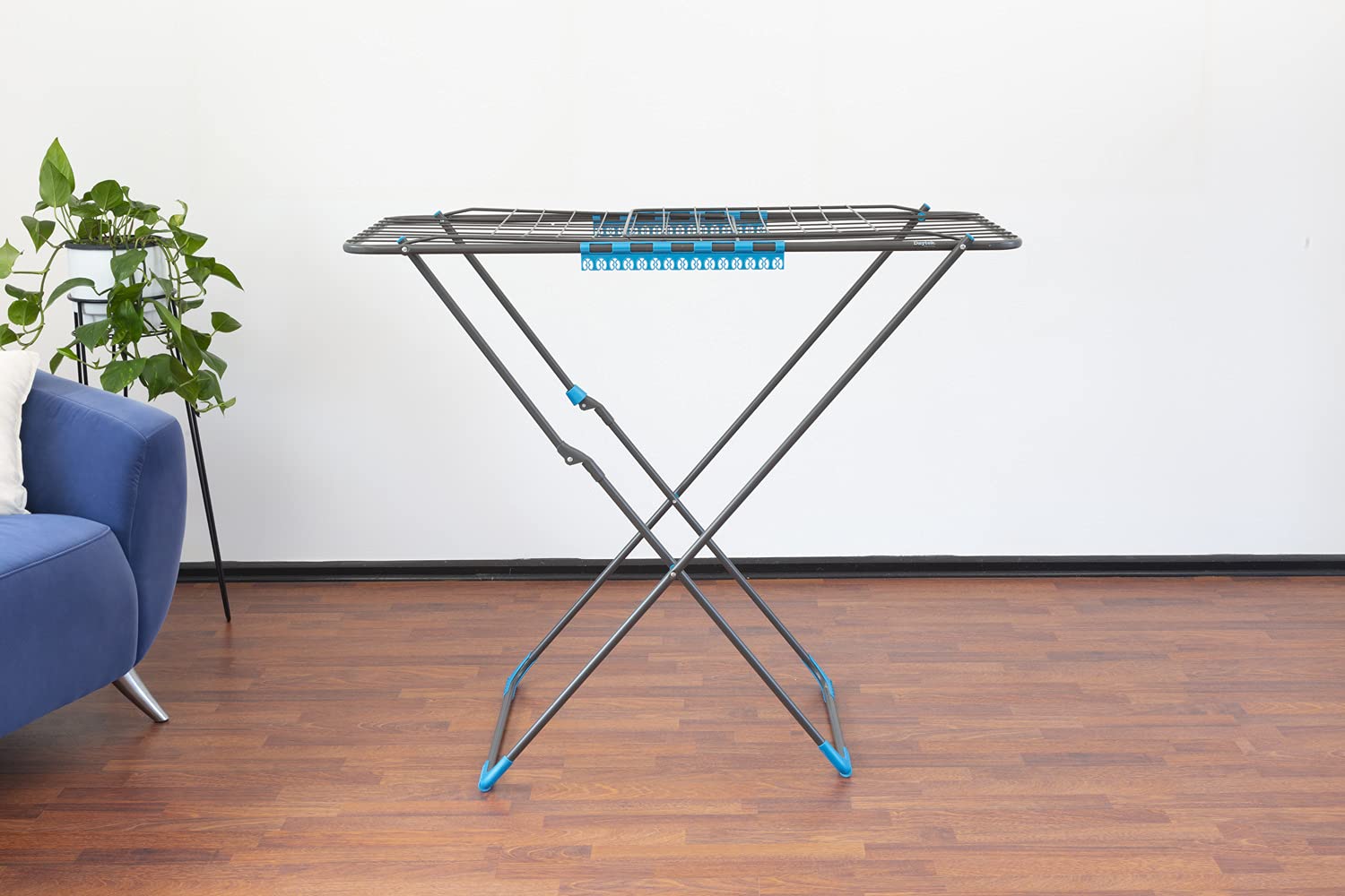 Daytek Expandable Winged Clothes Drying Rack - 59 Feet Large Capacity Indoor/Outdoor Laundry Rack for Drying Clothes, Towels, Blankets - Space Saving Foldable Design for Apartments, Balcony, Backyard