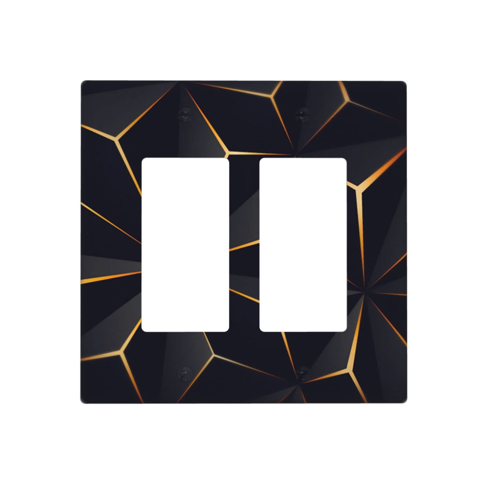 Modern Abstract Diamond Pattern Light Switch Cover - Double Rocker Wall Plate Decor for Bedroom, Kitchen & Bathroom - 2 Gang Switch Plate Cover (4.50