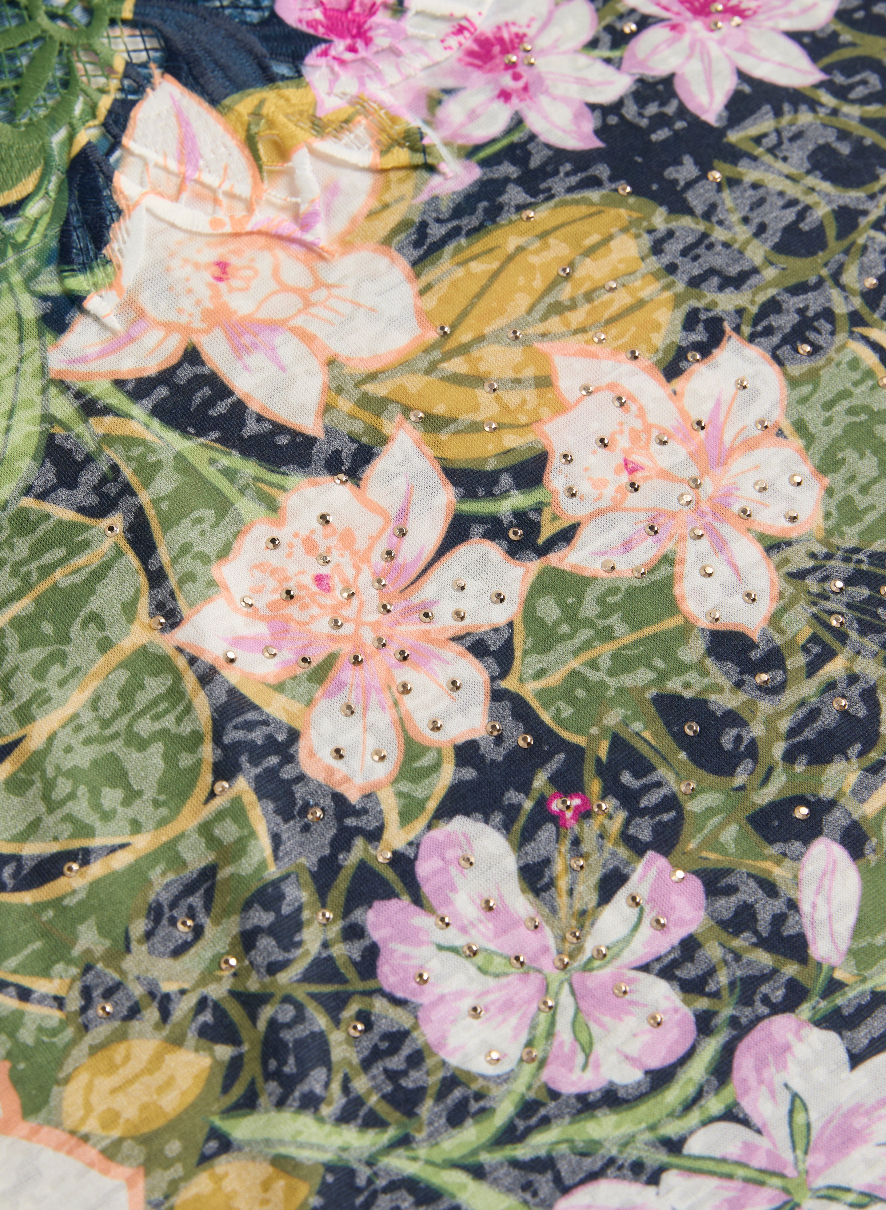 Floral Openwork Detail T-Shirt for Women - Breathable Summer Blouse, Casual & Boho Style - Perfect for Beach Outings, Picnics, and Date Nights