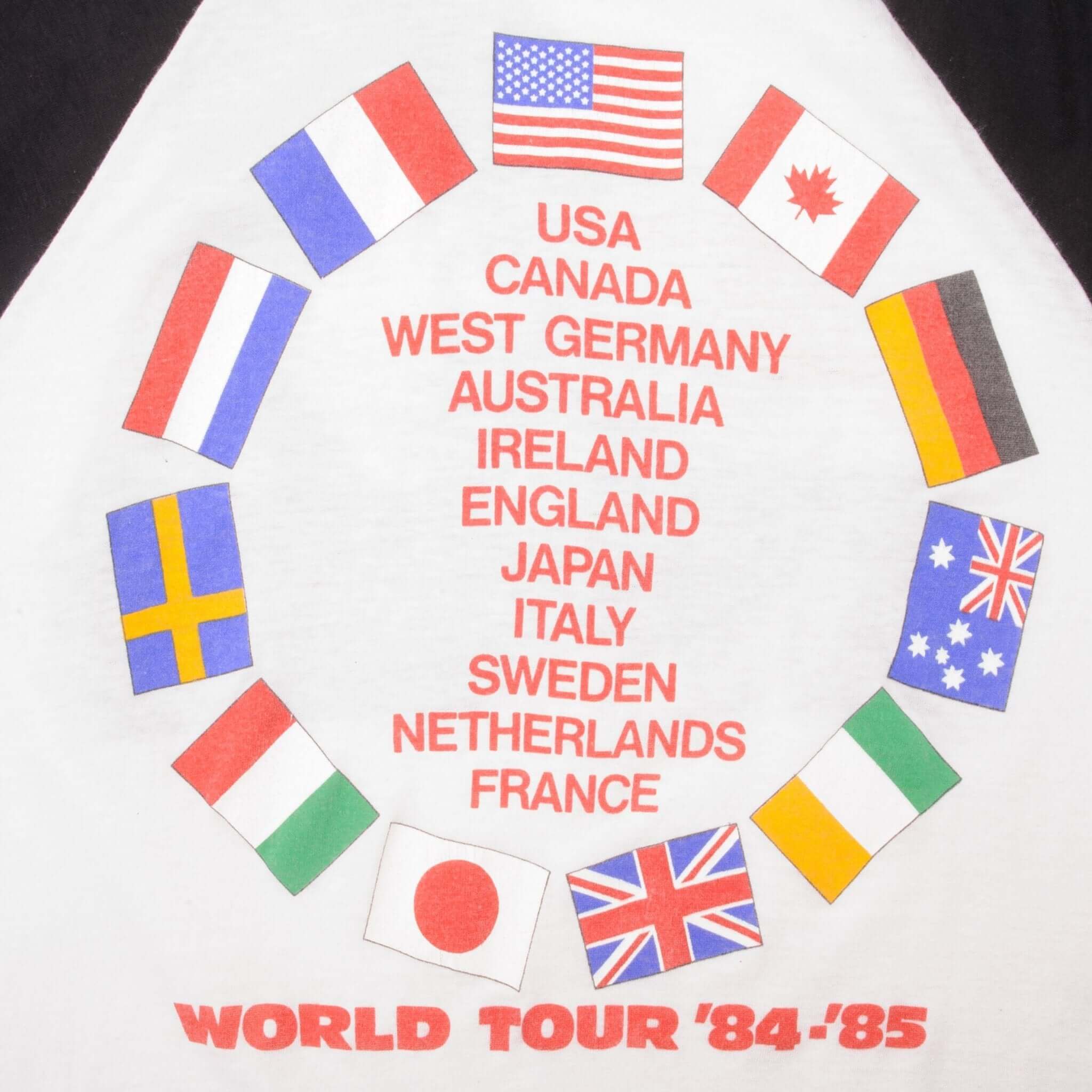 Vintage Bruce Springsteen 1984 World Tour Raglan Tee Shirt - Small, Made in USA - Perfect for Concerts, Casual Wear & Retro Fashion