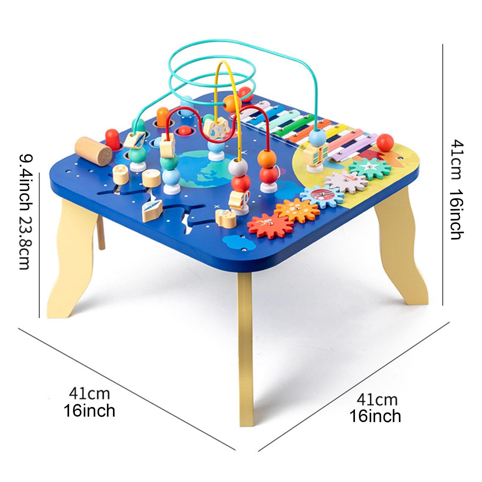 GaotKeut Wooden Activity Table - Montessori Sensory Toy with Bead Maze, Xylophone & Coordination Games for Toddlers & Kids (Boys & Girls) - Perfect for Early Learning, Playtime & Daycare Activities